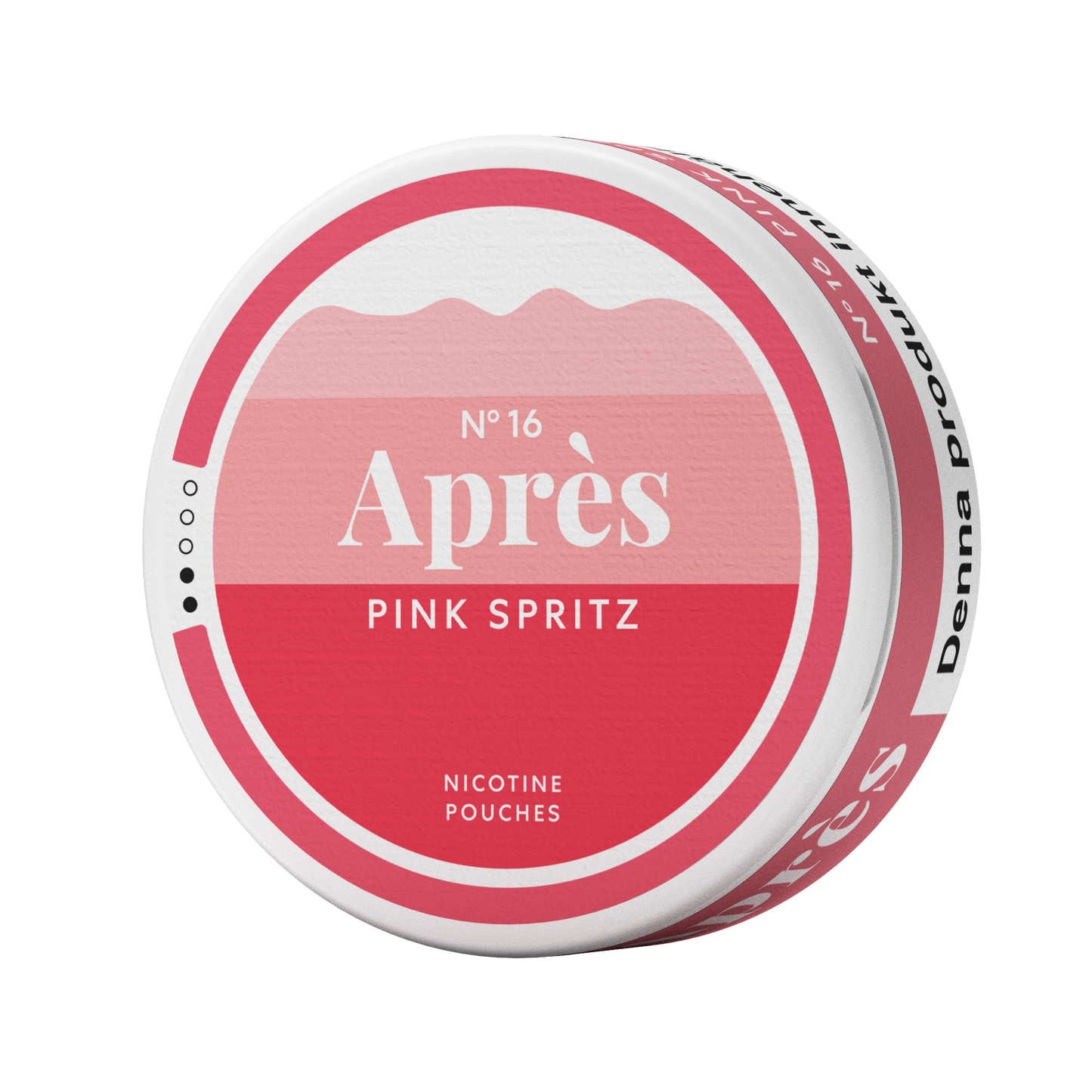 Detail close-up of a round pink container with gradient design for Après No 16 Pink Spritz