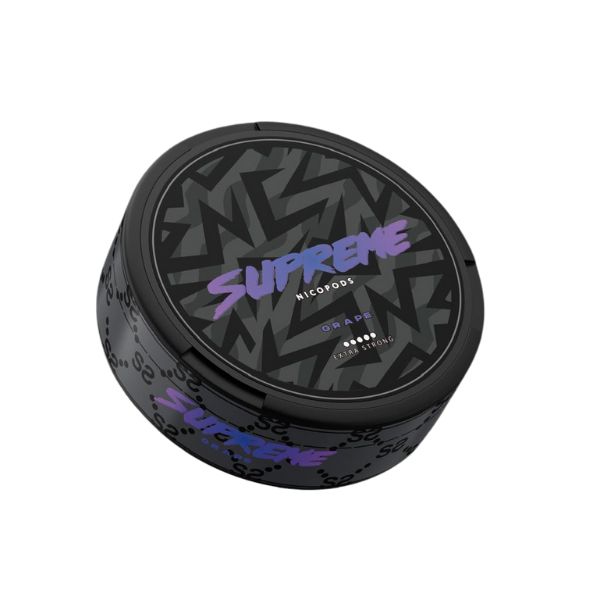 Detail close-up of a black container with textured lid and purple accents on a white background.
