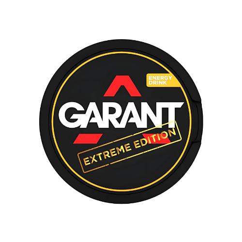 Close-up of the Garant logo in bold black, red, and yellow colors with a circular design on a transparent background.