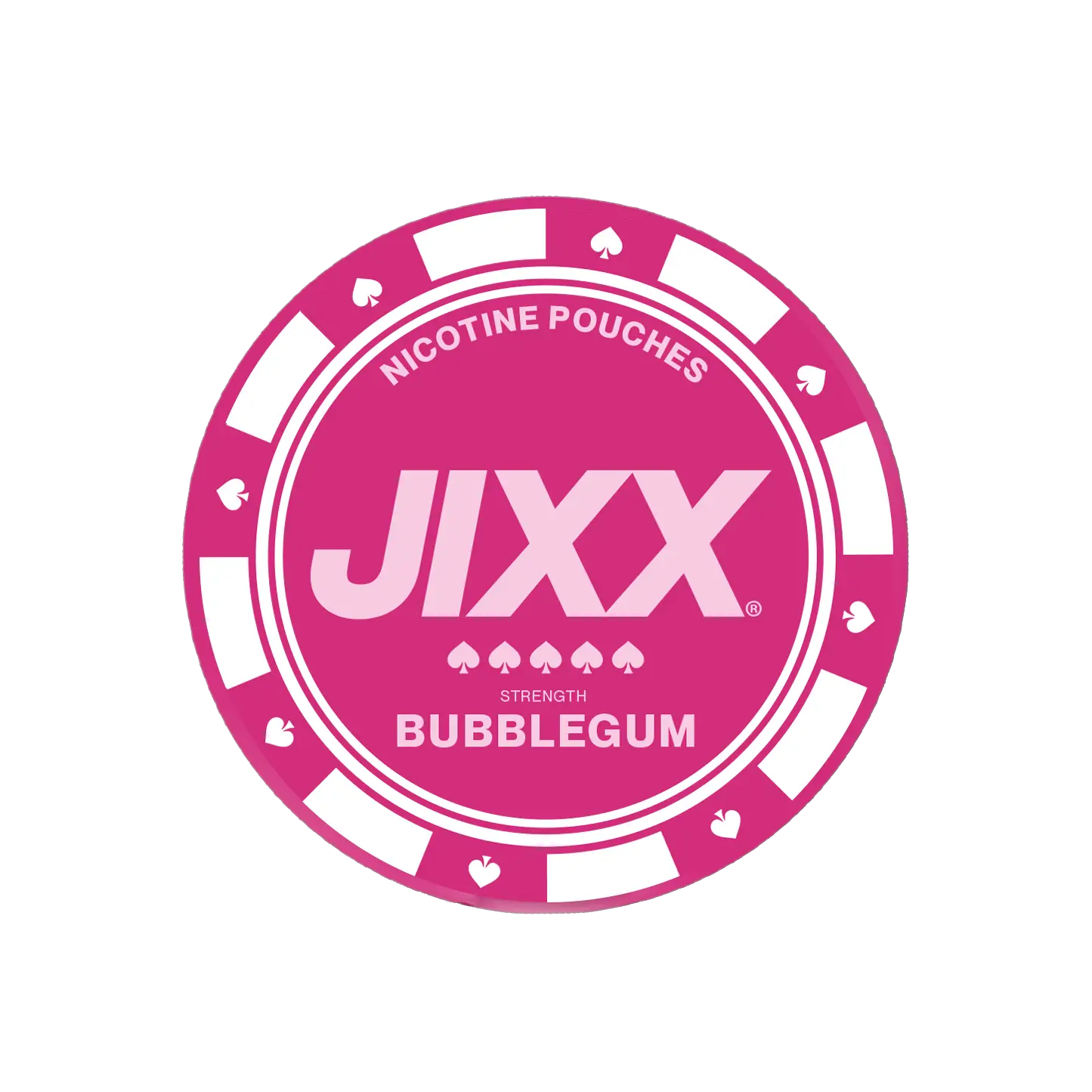 Jixx Bubblegum flavored snus pouch by Killa Snus, showing bright pink packaging with bubblegum design and brand logo.