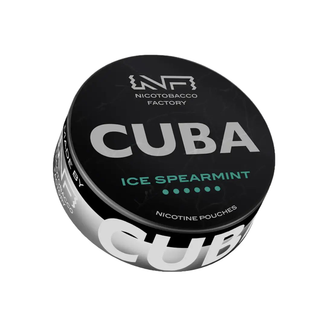 Cuba Black Ice Spearmint chewing gum pack by Europesnus.com, featuring black packaging and spearmint flavor.