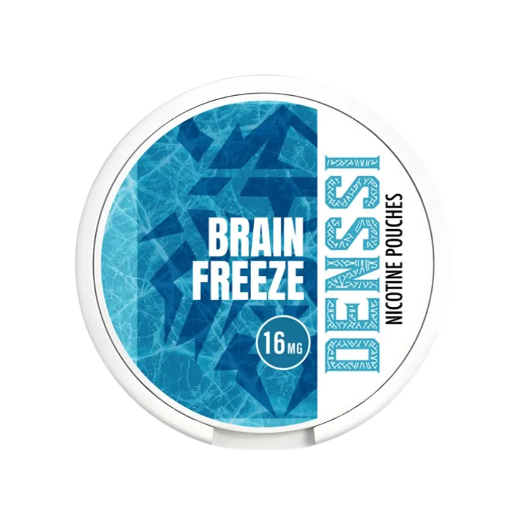 Denssi Brain Freeze cooling gel pack by Europesnus.com showing a resealable pouch with blue gel inside.