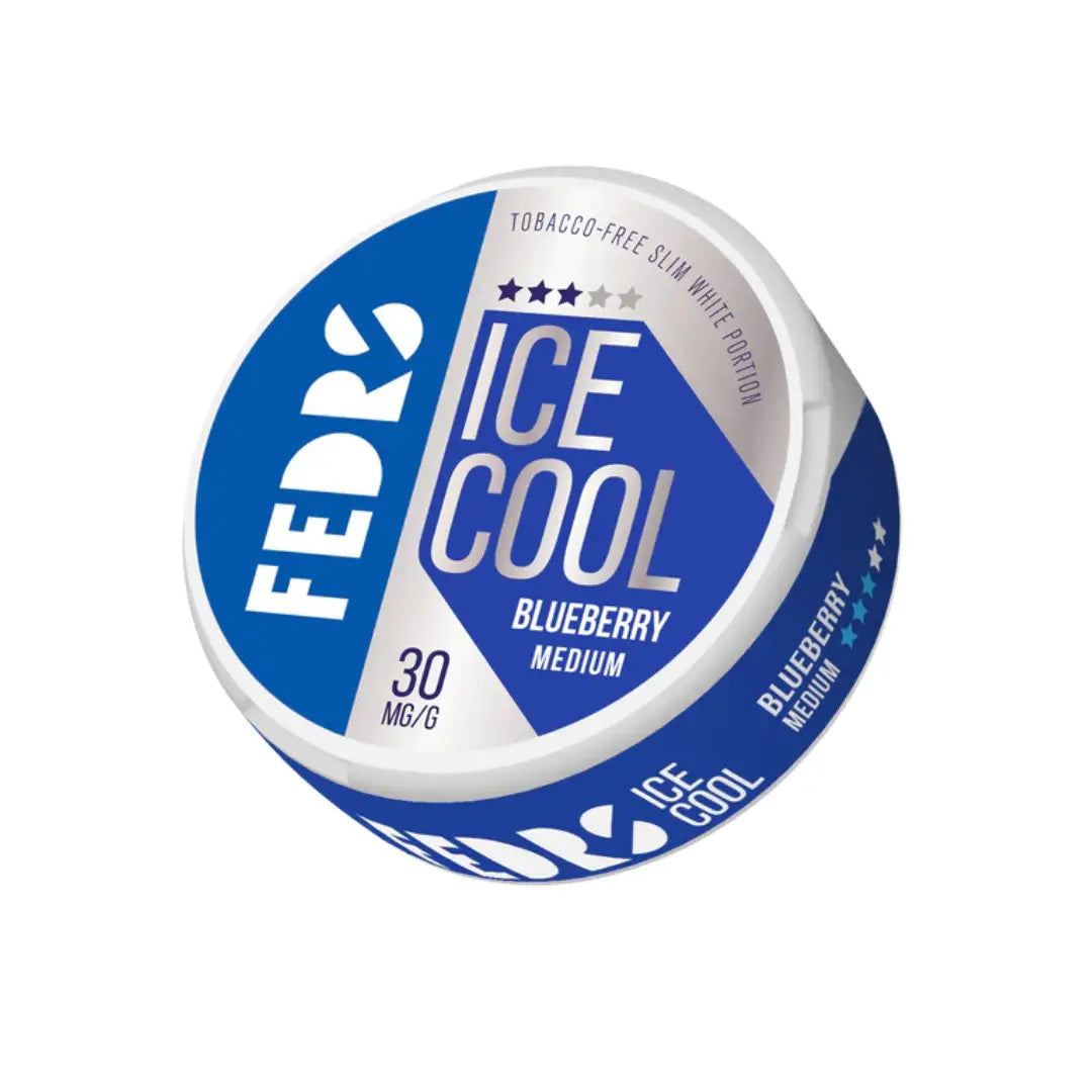 Fresh Fedrs Ice Cool Medium Blueberry in a clear container, showcasing plump, vibrant blue berries with a cool, icy appearance.