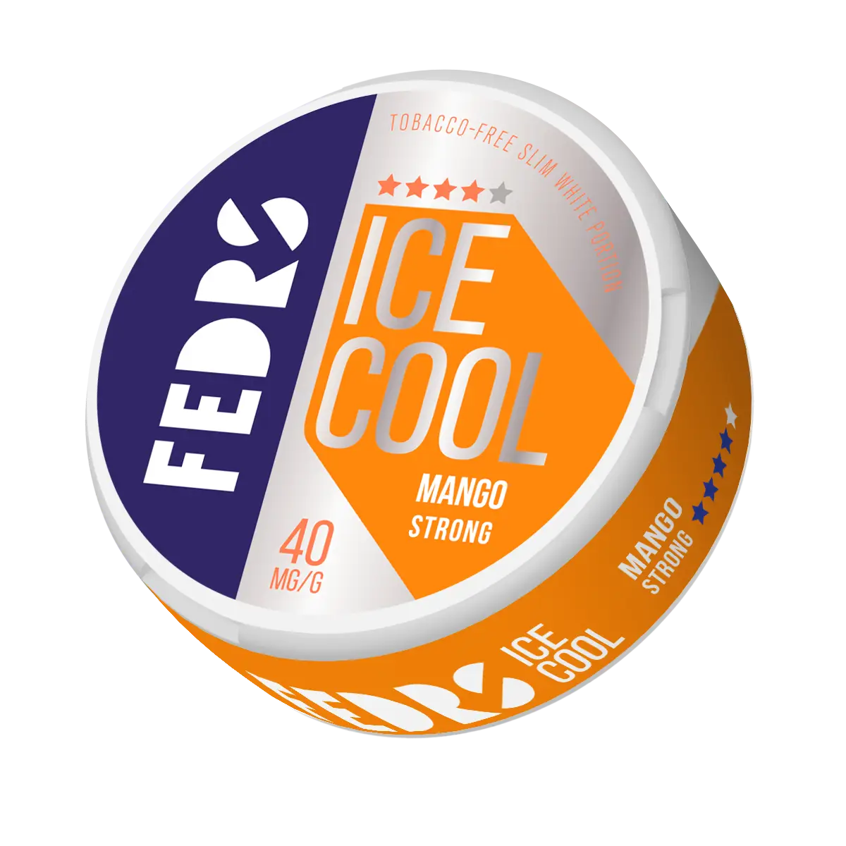 Frozen Fedrs Ice Cool Strong Mango by Europesnus.com showing vibrant, peeled mango slices in a clear container