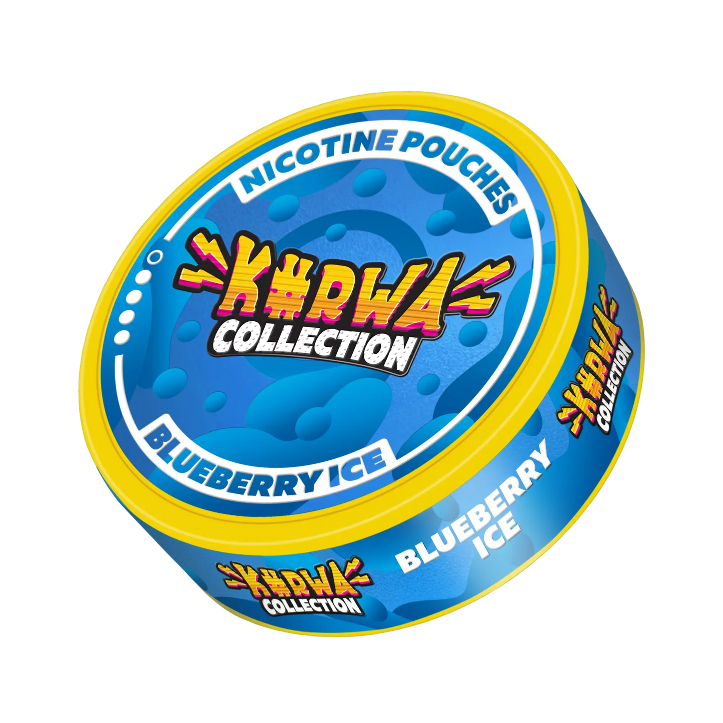 Kurwa Blueberry Ice snus pouch from Europesnus.com, showing the sleek packaging and blueberry flavor design.