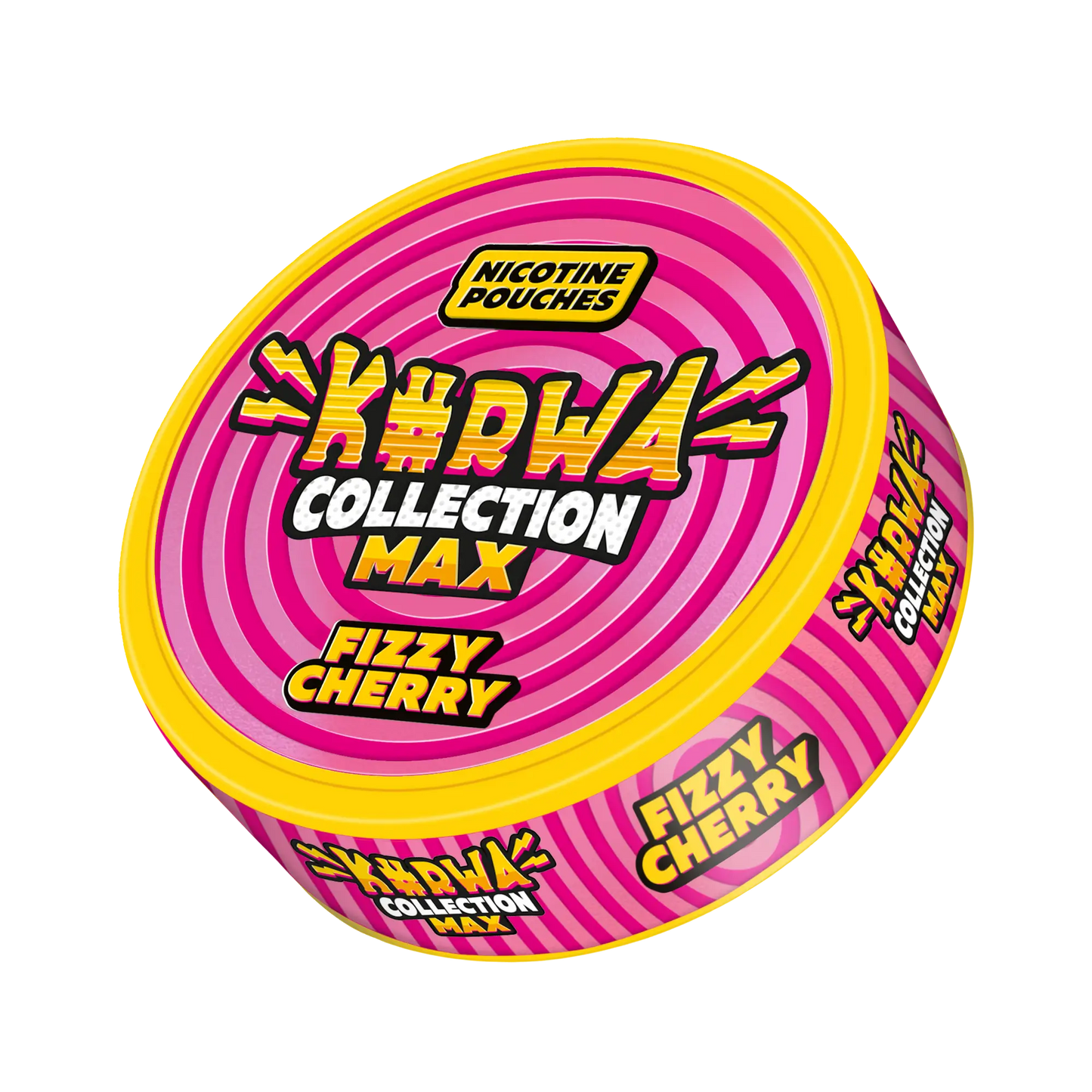 Fizzy Cherry snus pouch from Kurwa Max, featuring bright red cherry flavor and fizzy texture in a modern snus collection image
