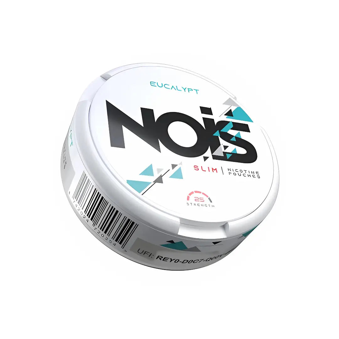 Eucalypt scented candle by Nois from Europesnus.com, featuring a sleek white jar with a minimalist label and a lit wick.