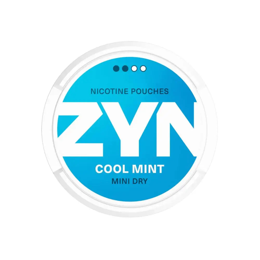 White package of Zyn Cool Mint Mini Dry 3mg nicotine pouches with fresh mint flavor, designed for discreet use.