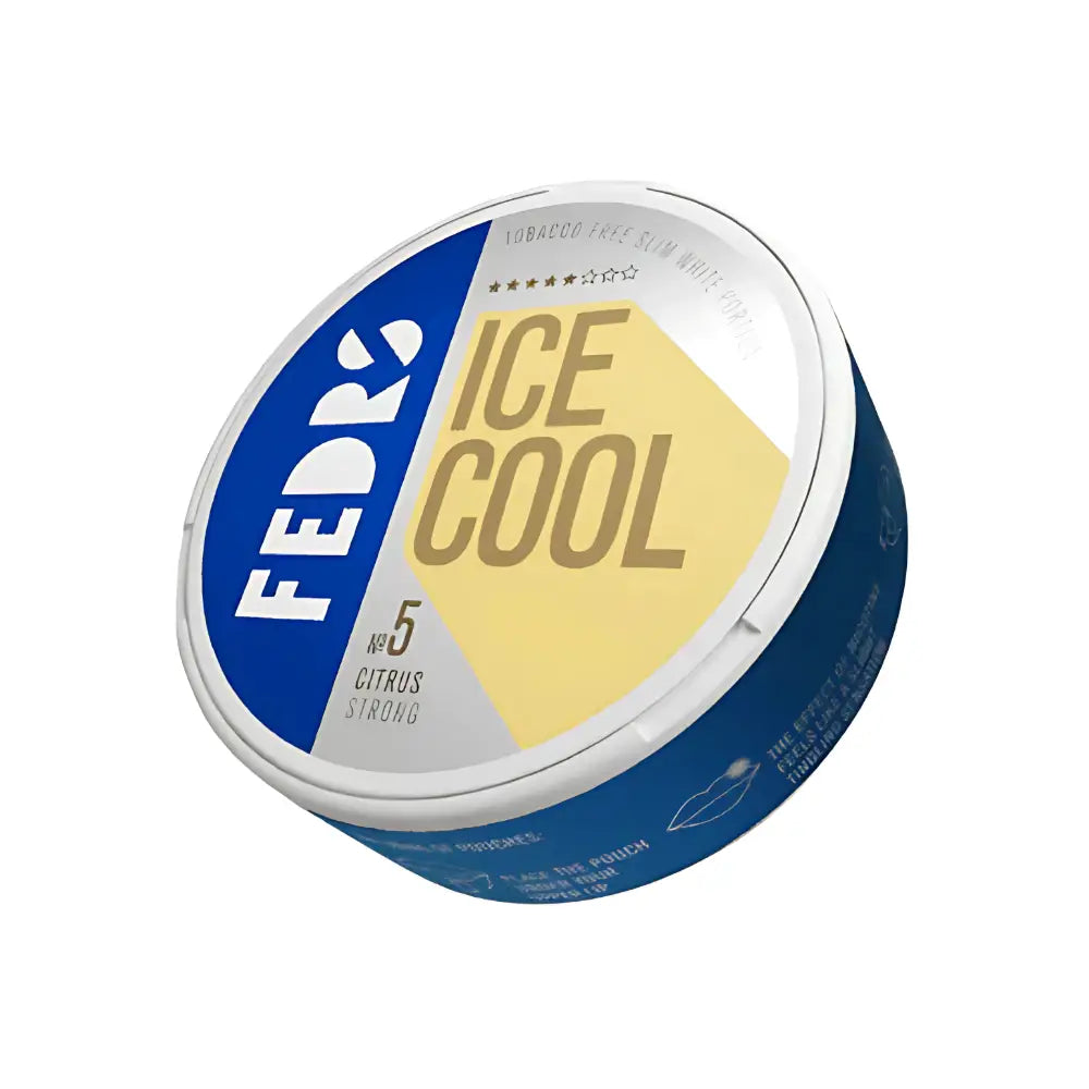 White pouch of Fedrs Ice Cool Citrus No.5 by NikoPouches.dk, featuring fresh citrus flavor with a mint accent.