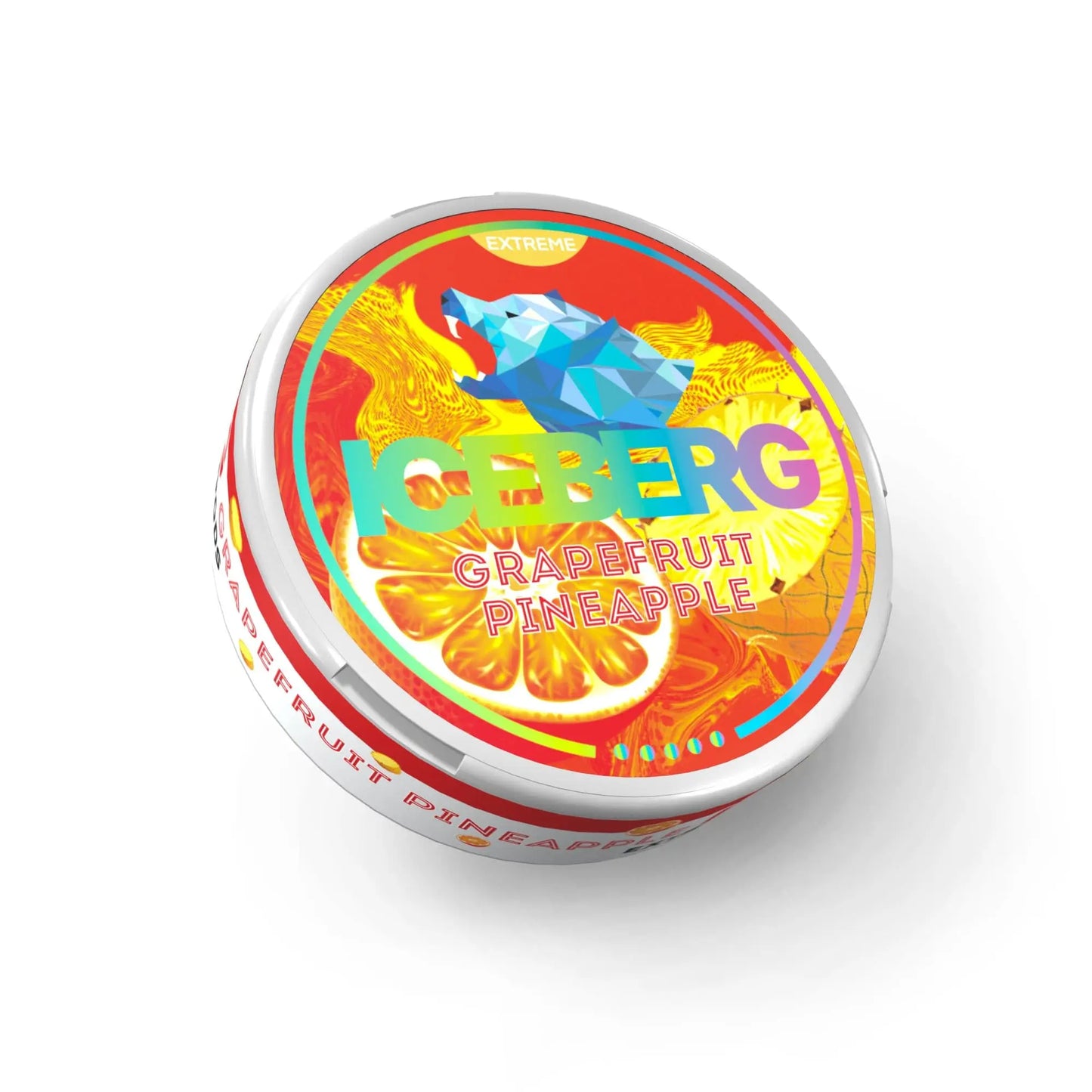 Iceberg Grapefruit Pineapple NikoPouches.dk e-liquid bottle showing vibrant label with grapefruit and pineapple flavors.