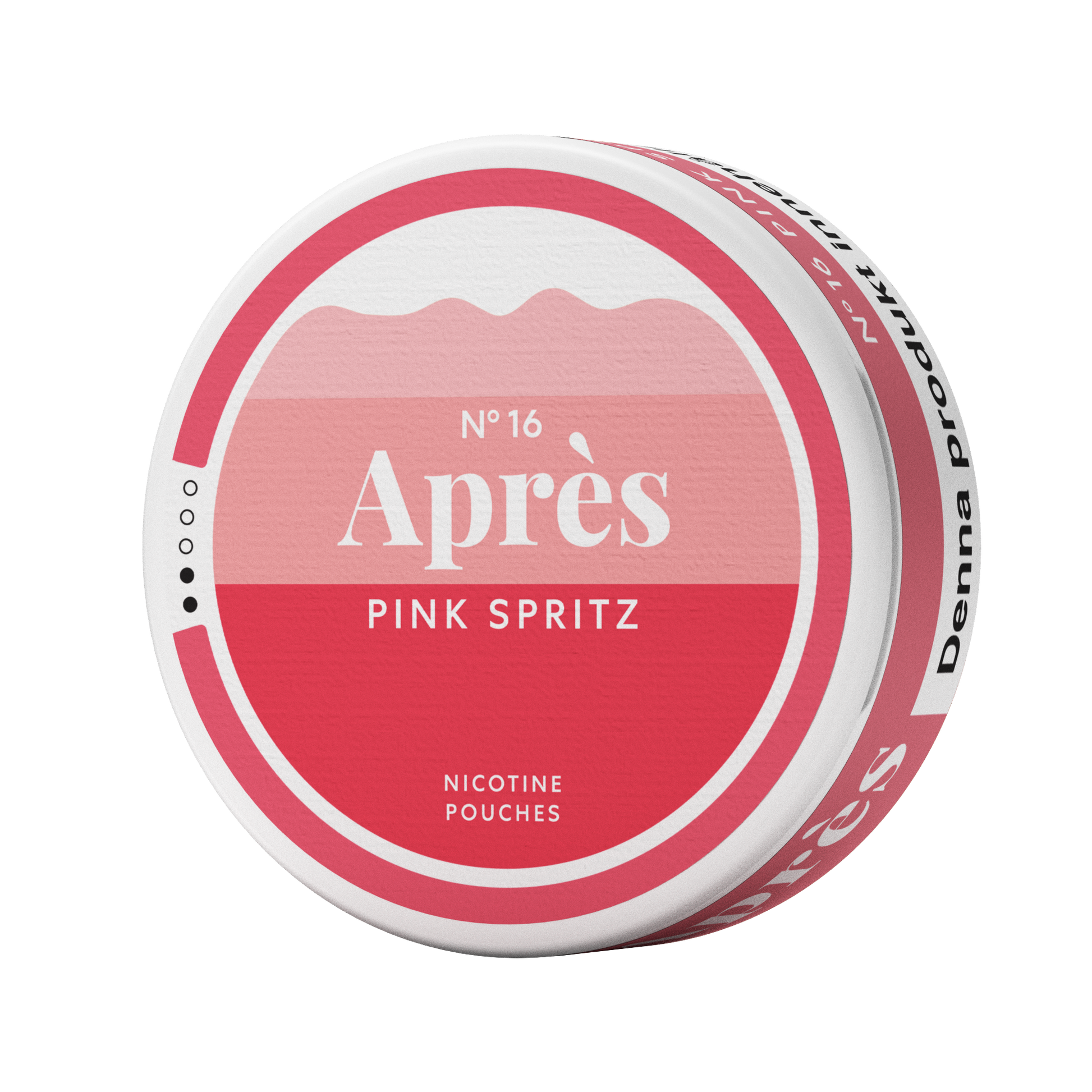 Detail close-up of a round pink container with gradient design for Après No 16 Pink Spritz