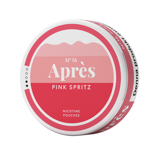 Detail close-up of a round pink container with gradient design for Après No 16 Pink Spritz