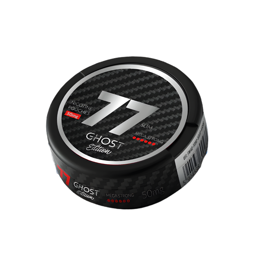 Detail close-up of the black and silver hockey puck with carbon fiber design and number 77 on a white background.