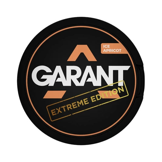 Close-up of Garant Extreme Ice Apricot packaging featuring logo design in black, orange, and white colors.
