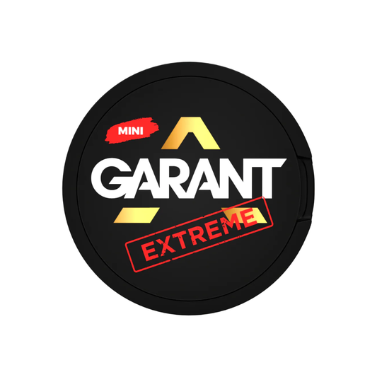 Close-up of the Garant logo in black, yellow, and red with bold text on a transparent background