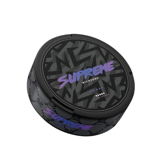 Detail close-up of a black container with textured lid and purple accents on a white background.