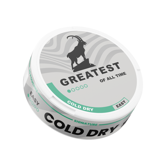 Detail close-up of the circular container featuring the cold dry formula in teal and gray colors