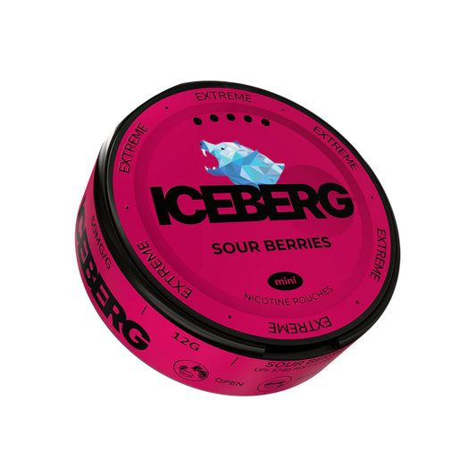 Front view of the pink container with a circular shape, featuring a label design and fish graphic on a white background.