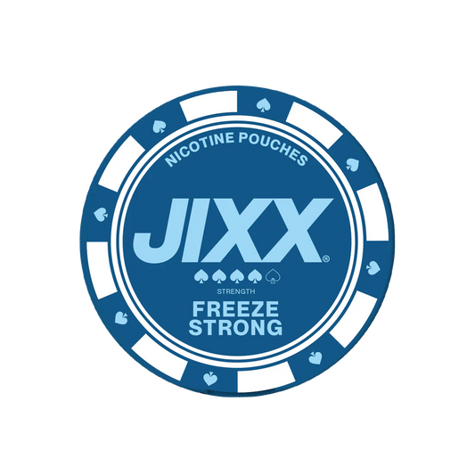 Circular logo design featuring blue and white text on a transparent background