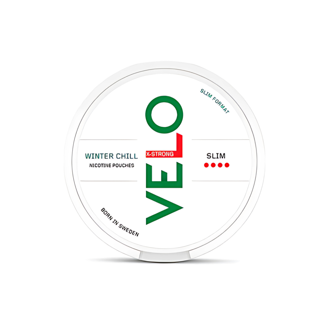 Detail close-up of the circular snus can featuring white, green, and red colors with brand logo and text labels