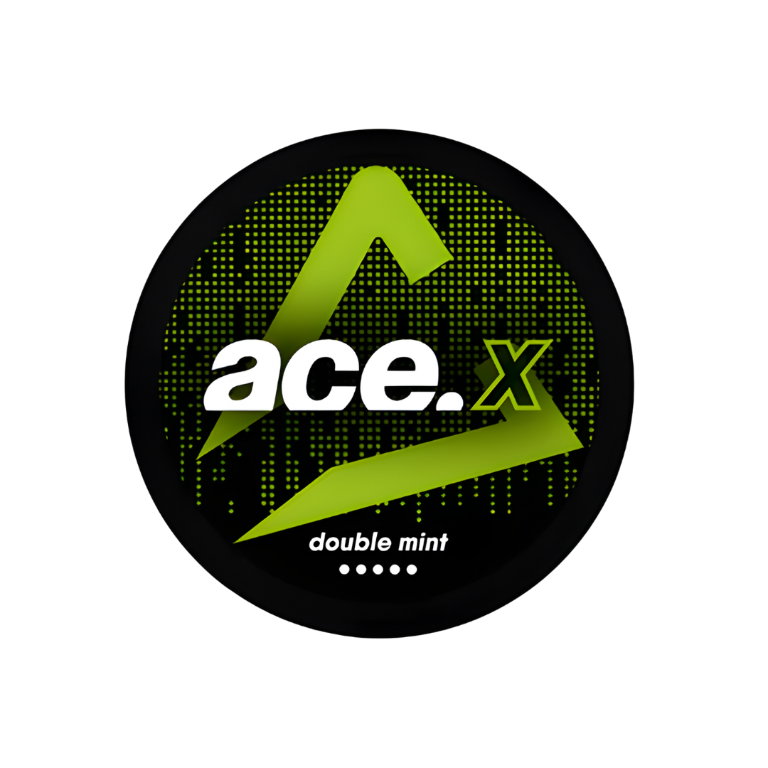 Circular Ace X logo in green and black with stylized text on a transparent background