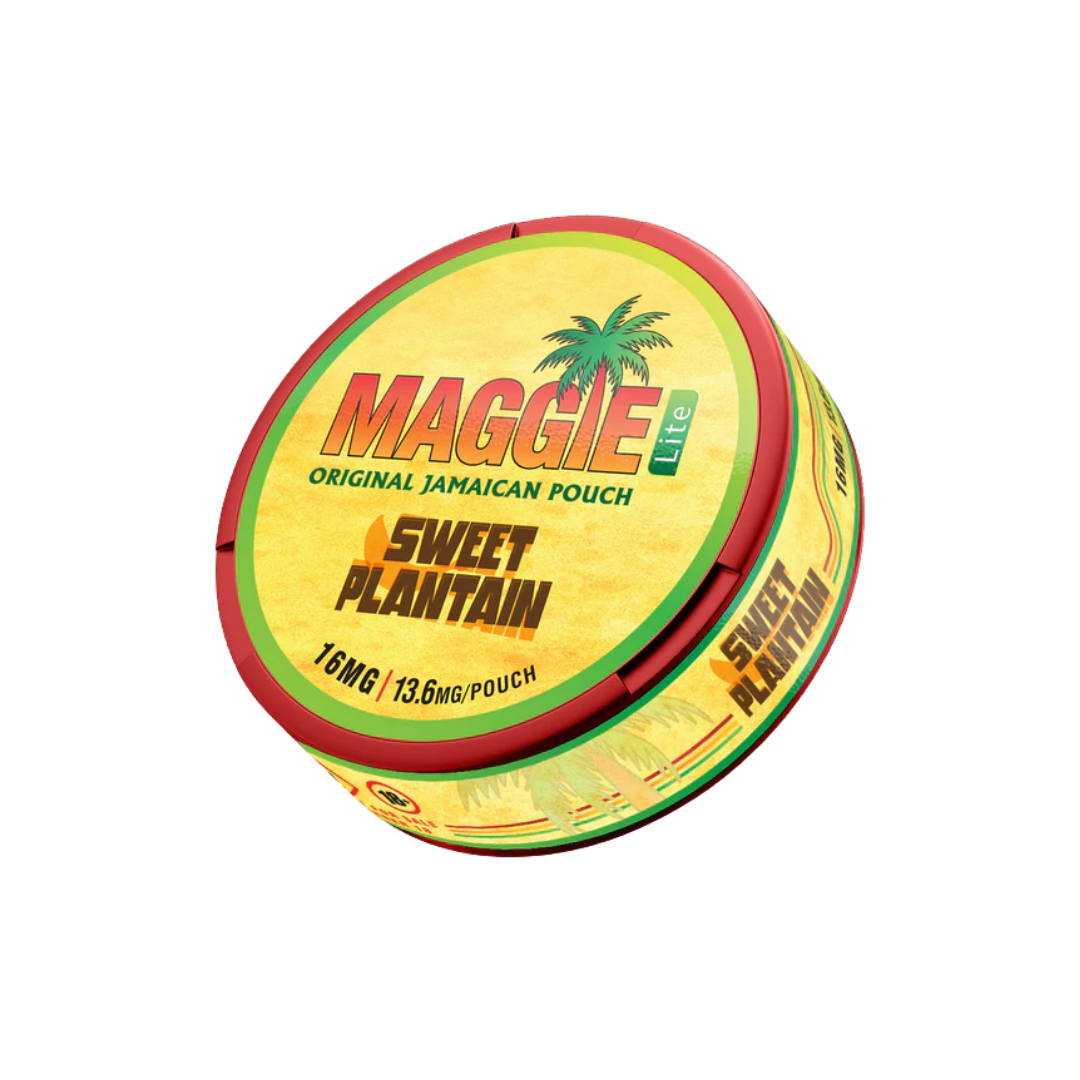 Detail close-up of the vibrant tropical design round tin featuring yellow, red, and green colors
