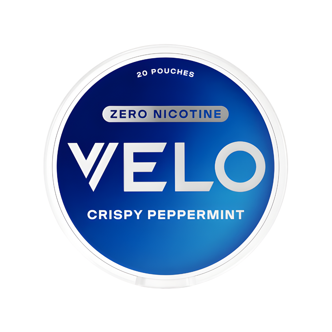 Front view of a circular snus can featuring blue and white branding with mint flavor indication.
