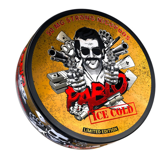 Front view of the circular tin can featuring gold, black, and red graphic design for the limited edition.