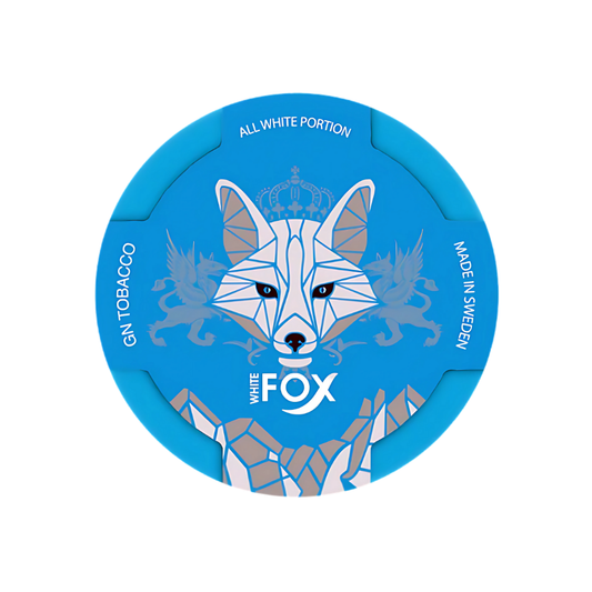 Detailed illustration of a blue and white fox with ornate elements and a crown on a transparent background