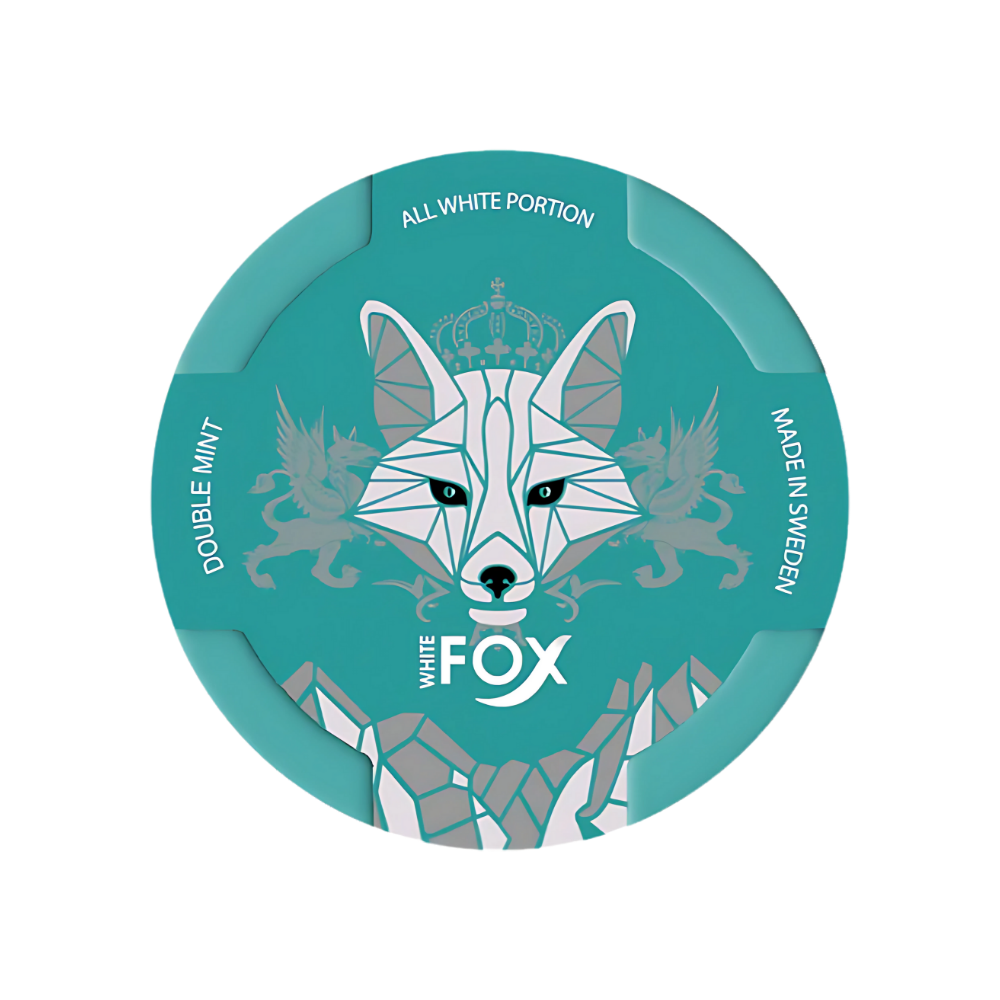 Detailed fox illustration in teal and white, featuring a circular shape on a transparent background
