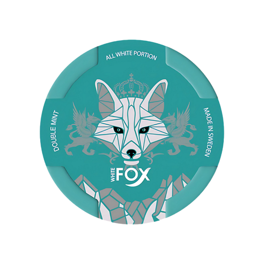 Detailed fox illustration in teal and white, featuring a circular shape on a transparent background