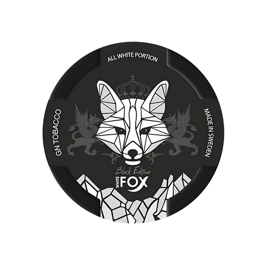 Detailed illustration of a black and white fox graphic with a circular design on a transparent background