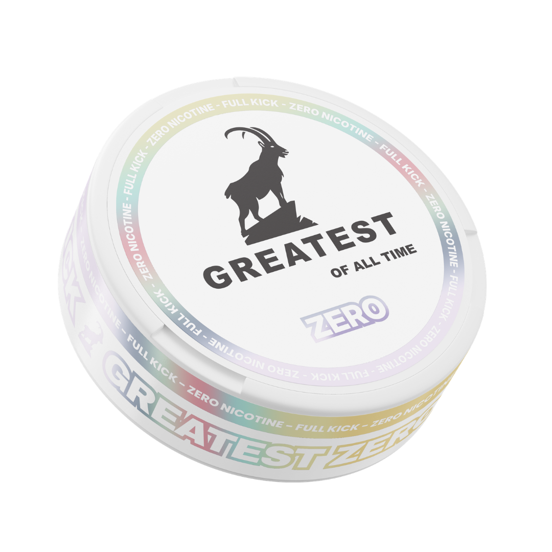 Detail close-up of a colorful circular container featuring the Greatest Cold Dry Zero brand logo on a white background