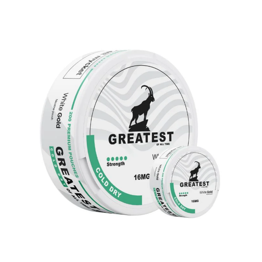 Detail close-up of the Greatest Mega Can featuring a zebra pattern, logo, and label text in green and black.