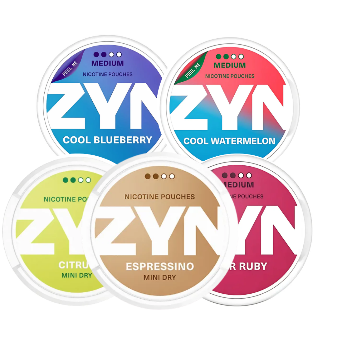 Packaging shot of Zyn Mixpack showcasing colorful flavor labels on circular containers.
