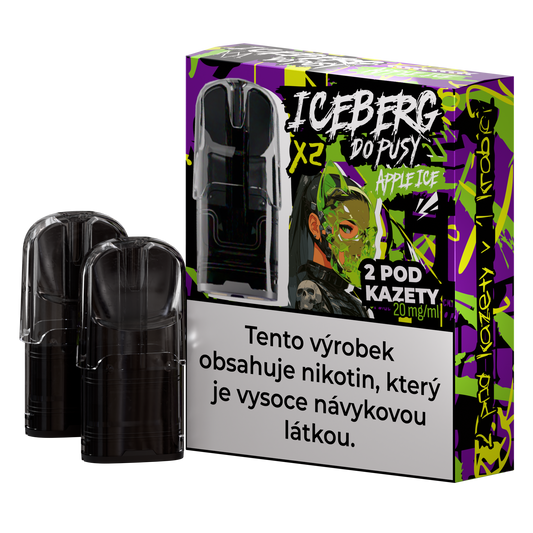 Packaging of Iceberg Do Pusy Pod – Apple Ice showing two candy packs in black, purple, and green colors.
