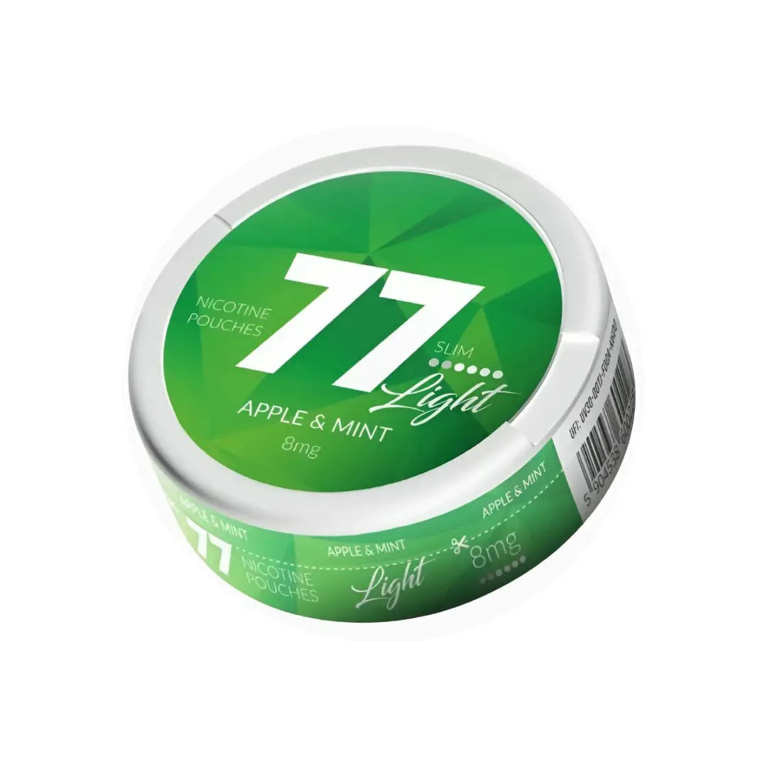 Apple and mint scented light with 77-shaped design, displayed in a clear glass jar, from Europesnus.com.