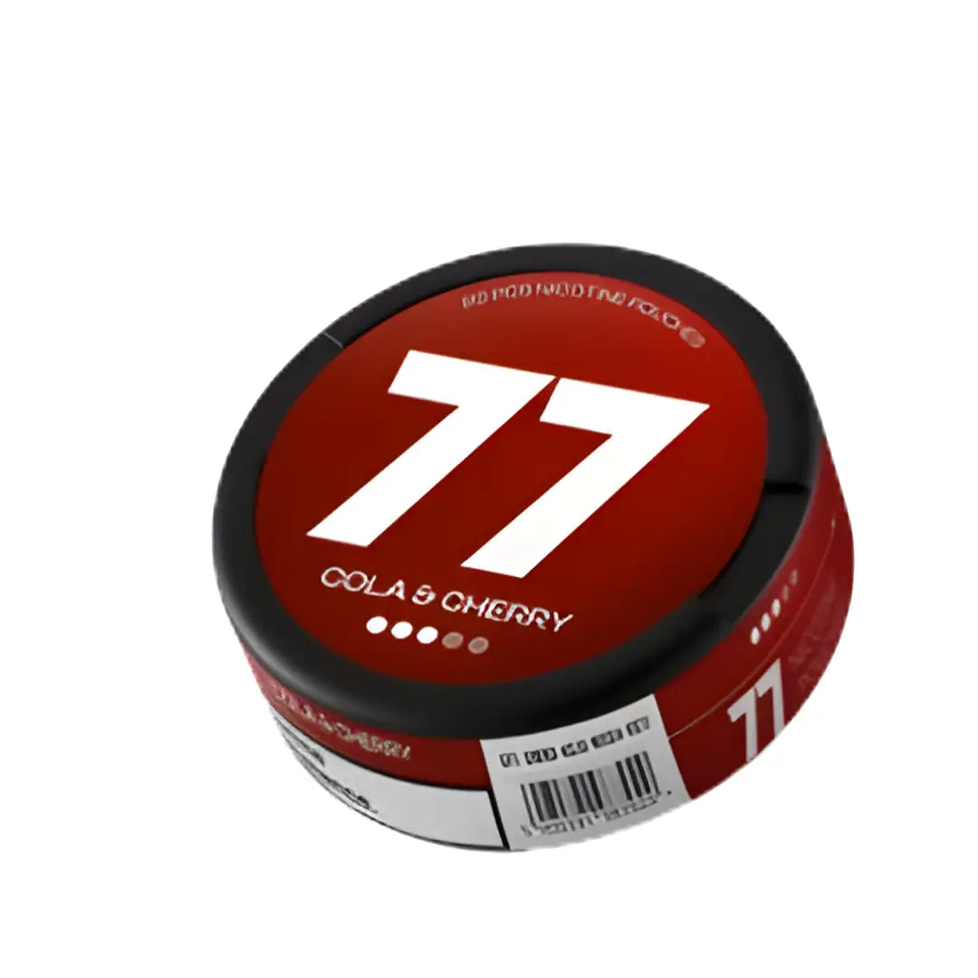 Bottle of 77 Cola & Cherry flavored soda from Europesnus.com with a colorful label and clear branding.