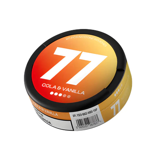 Bottle of 77 Cola Vanilla soda by Europesnus.com, featuring a vanilla-flavored cola with colorful branding and a clear view of the label.