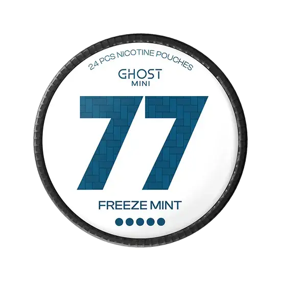 Mini Freeze Mint 77 Ghost e-liquid bottle from Europesnus.com, featuring a sleek design with mint flavor branding.