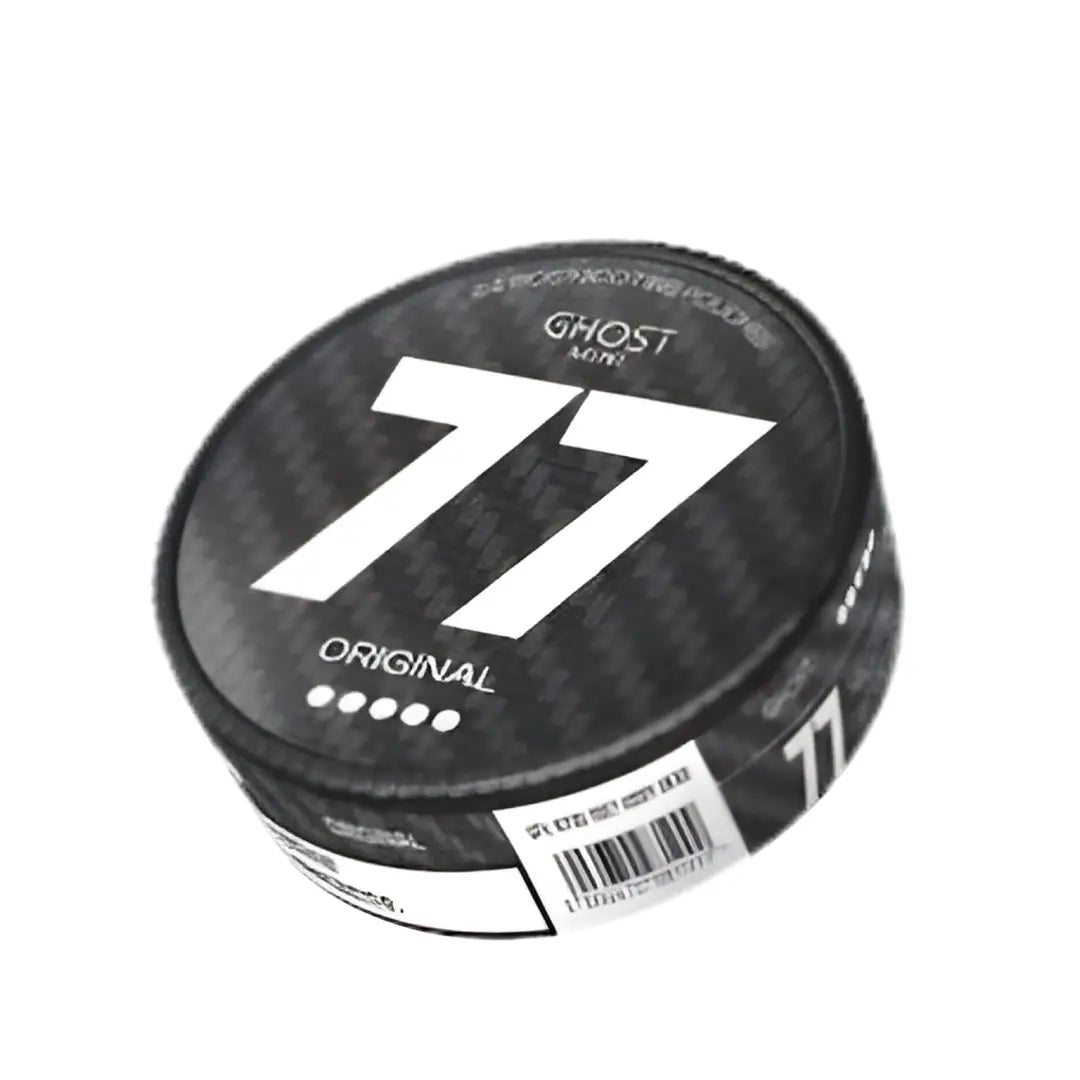 Mini 77 Ghost Original vape device by Europesnus.com with sleek black design and compact size, shown in the image.