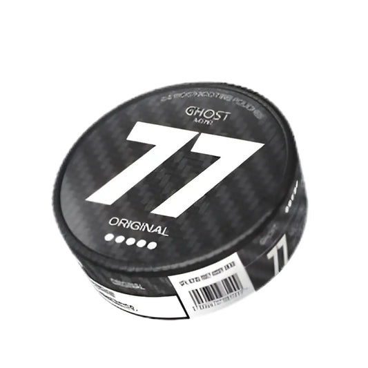 Mini 77 Ghost Original vape device by Europesnus.com with sleek black design and compact size, shown in the image.