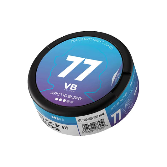 Mini Arctic Berry Extra Strong vape pod from 77 VB Edition by Europesnus.com, showing the sleek black and Arctic Berry design.