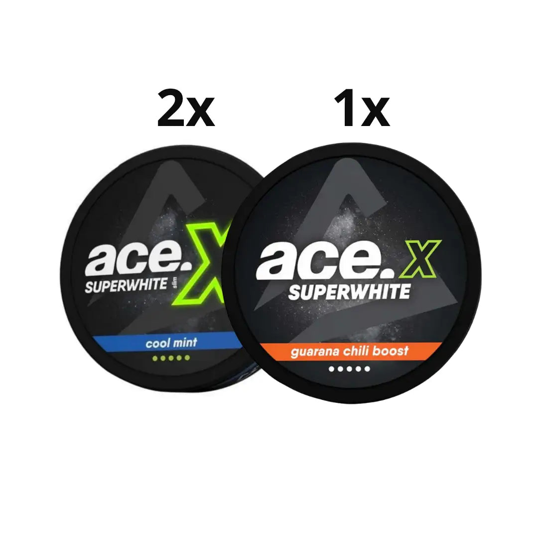 Ace Duo X Mixpack from Europesnus.com, featuring a variety of nicotine pouches in colorful packaging for discreet use.
