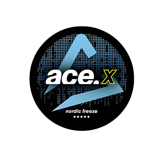 ACE X Nordic Freeze supplement bottle with label, featuring blue and white design, on a white background.