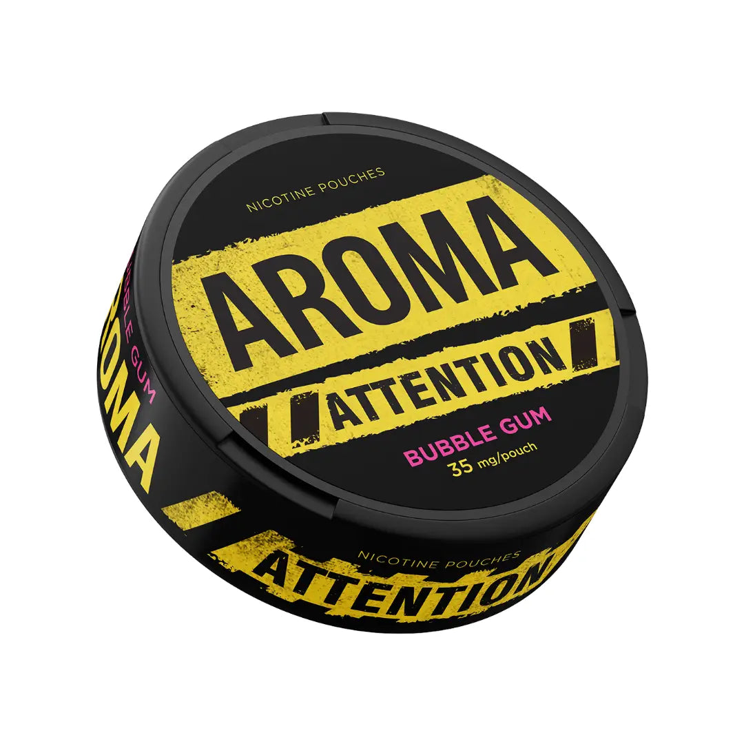 A pack of Aroma Attention Bubblegum Pouches by Killa Snus, featuring colorful bubblegum flavor packaging.