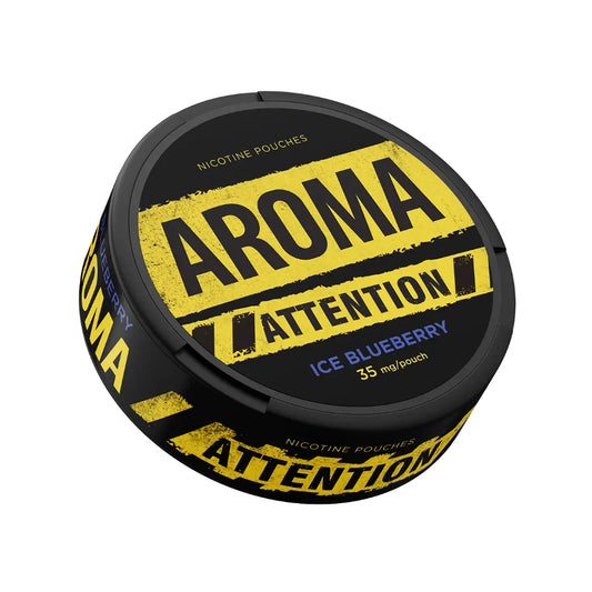 Ice Blueberry snus pouches by Aroma Attention, shown in a copy of VELO packaging, from Killa Snus.