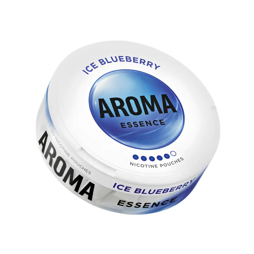 AromaKing Ice Blueberry pouches by Killa Snus, flavored snus product with blueberry and mint flavor, in a sleek pouch packaging.