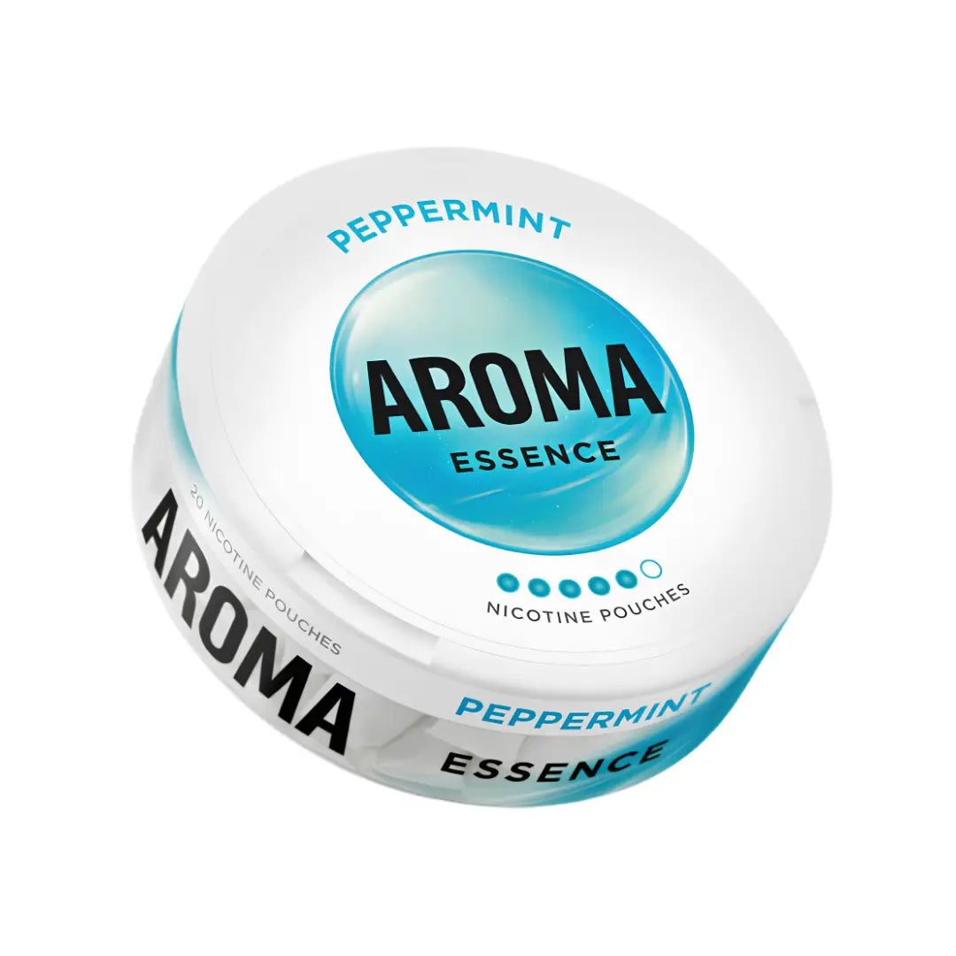 AromaKing peppermint pouches by Killa Snus, showing fresh mint flavor inside resealable pouch with packaging details.