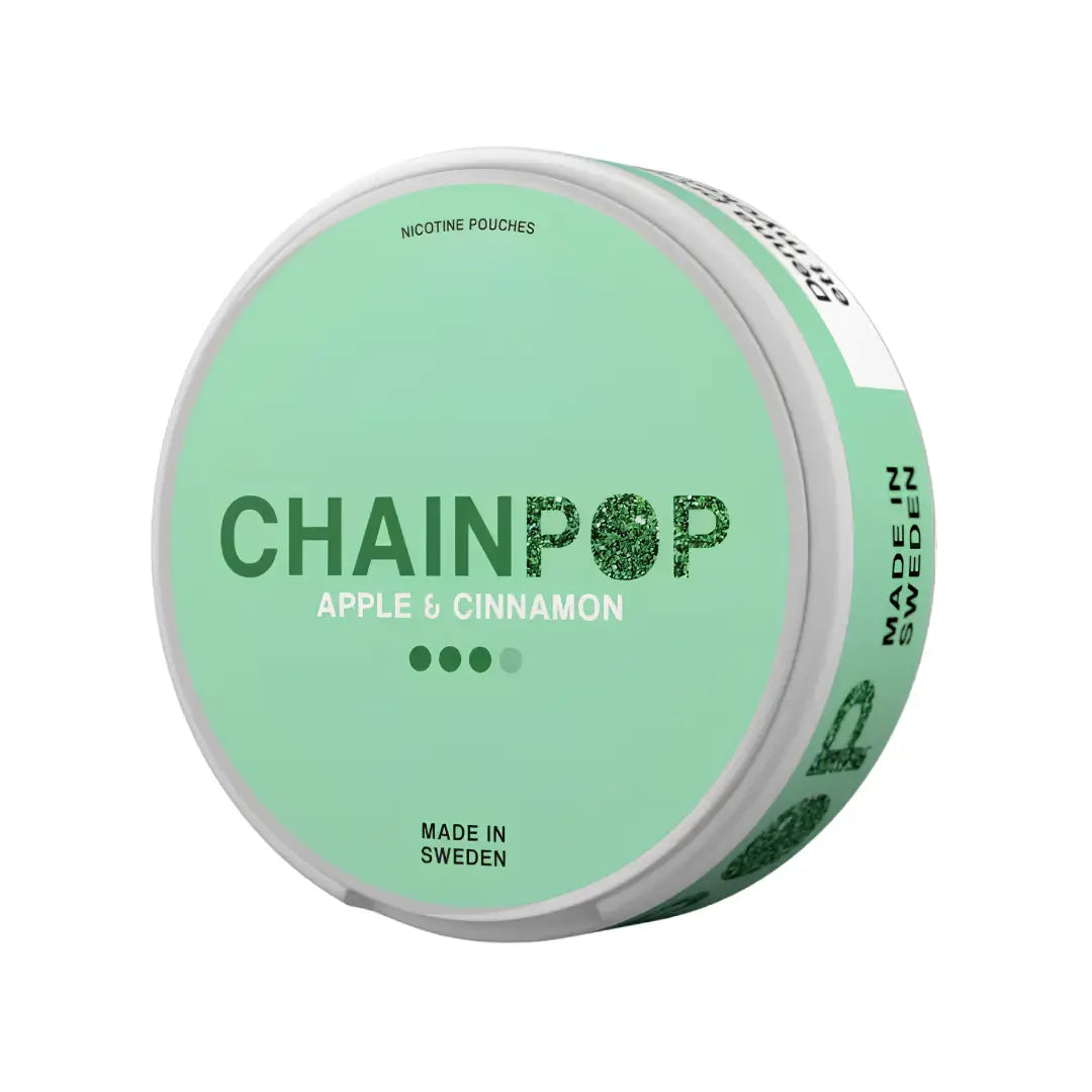 Chainpop Apple Cinnamon Snus pouch from Killa Snus, featuring apple cinnamon flavor in a sleek pouch for discreet use.